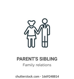 Parent's Sibling Outline Vector Icon. Thin Line Black Parent's Sibling Icon, Flat Vector Simple Element Illustration From Editable Family Relations Concept Isolated Stroke On White Background