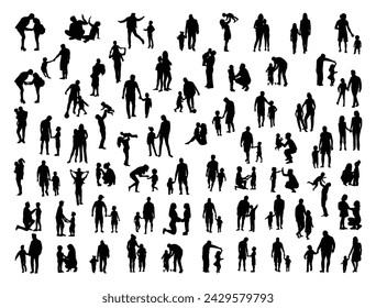 Parents silhouette vector art white background