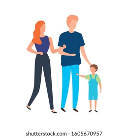 parents with son avatar characters vector illustration design