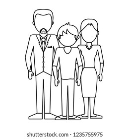 Parents with son in black and white