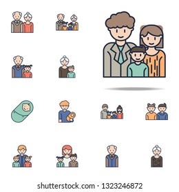 parents with son cartoon icon. Family icons universal set for web and mobile