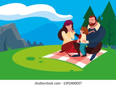 parents with son family in landscape natural