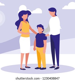 Parents with son in the park design