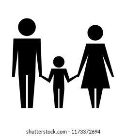 parents with son silhouette isolated icon