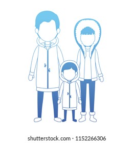 parents and son with winter clothes