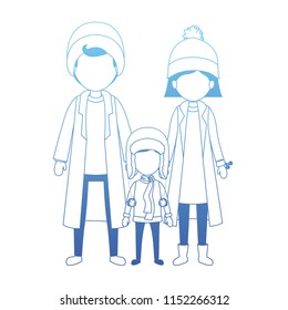 parents and son with winter clothes