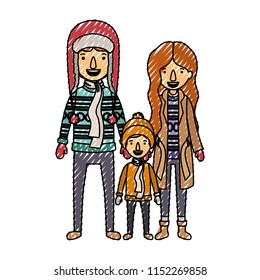 parents and son with winter clothes