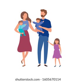 parents with sons avatar characters vector illustration design