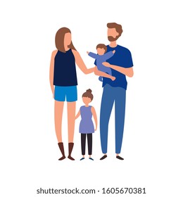parents with sons avatar characters vector illustration design