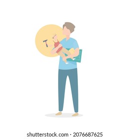Los padres apoyan los sueños de los niños en el futuro, aprenden sobre el trabajo y las carreras, encuentran algo como inspirar a su hijo, ilustración vectorial.