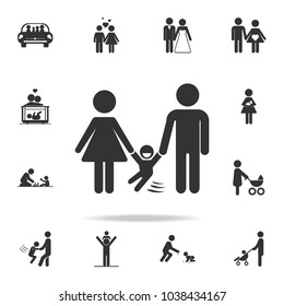 parents with a swinging child icon. Detailed set of family icons. Premium quality graphic design. One of the collection icons for websites, web design, mobile appfamily on white background