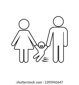 Parents with a swinging child icon. Element of family for mobile concept and web apps icon. Outline, thin line icon for website design and development, app development