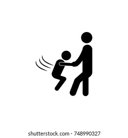 parents with a swinging child icon. Simple black family icon. Can be used as web element, family design icon on white background