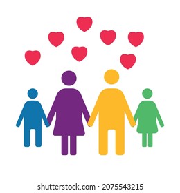 Parents and their children. Happy family concept. the concept of unity and togetherness, the concept of family. Use for logo and banner. Vector design EPS 10.