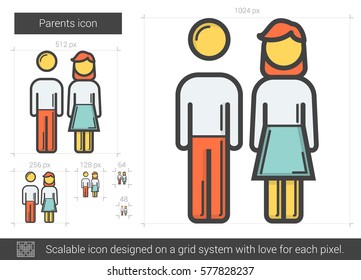 Parents vector line icon isolated on white background. Parents line icon for infographic, website or app. Scalable icon designed on a grid system.