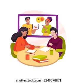 Parent-to-parent contact isolated cartoon vector illustration. Connect families, parents support meeting, discuss a problem, find contacts, training program, information center vector cartoon.