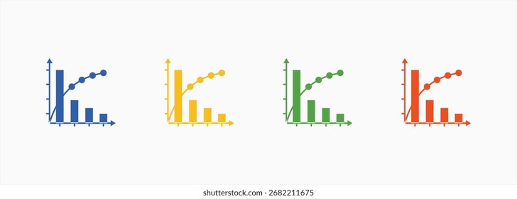 Pareto Chart Icon Set Color Multiple Style Collection