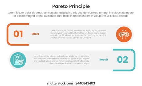 pareto principle comparison or versus concept for infographic template banner with round rectangle box stack with two point list information