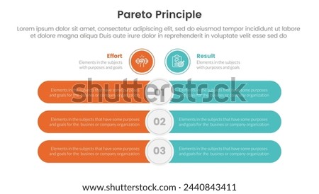 pareto principle comparison or versus concept for infographic template banner with round rectangle bar opposite with two point list information