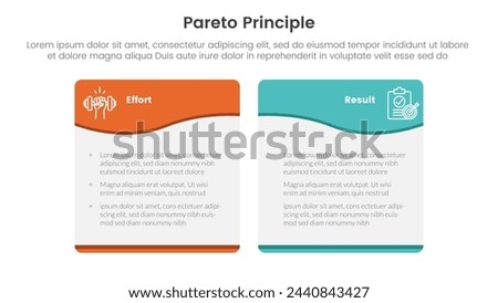 pareto principle comparison or versus concept for infographic template banner with wave swirl table box with two point list information