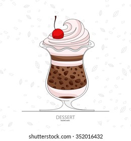 Parfait with cherries. Ice cream with cherries.