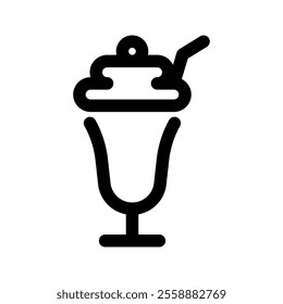 Parfait ice cream with cherry, icon, beverage, drink, vector illustration