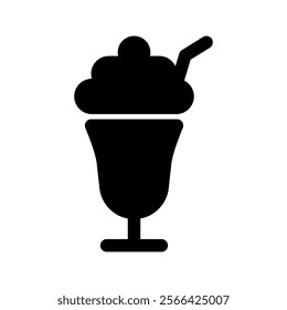 Parfait ice cream with cherry, icon, beverage, drink, vector illustration