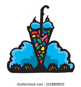 parfait snack in front of the clouds hand drawn vector