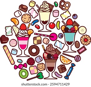 Parfait and sweets collection illustration