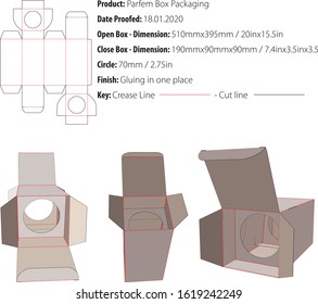 Parfem Box Packaging template die cut vector