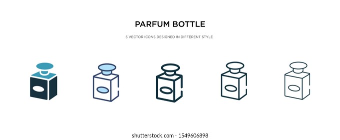 parfum bottle icon in different style vector illustration. two colored and black parfum bottle vector icons designed in filled, outline, line and stroke style can be used for web, mobile, ui