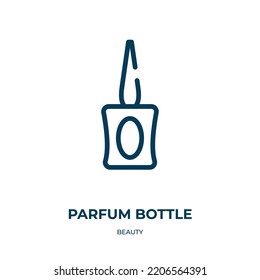 Parfum bottle icon. Linear vector illustration from beauty collection. Outline parfum bottle icon vector. Thin line symbol for use on web and mobile apps, logo, print media.