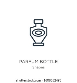 Parfum bottle icon. Thin linear parfum bottle outline icon isolated on white background from shapes collection. Line vector sign, symbol for web and mobile