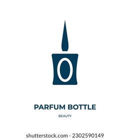 parfum bottle vector icon. parfum bottle, bottle, makeup filled icons from flat beauty concept. Isolated black glyph icon, vector illustration symbol element for web design and mobile apps