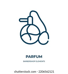 Parfum icon. Linear vector illustration from barbershop elements collection. Outline parfum icon vector. Thin line symbol for use on web and mobile apps, logo, print media.