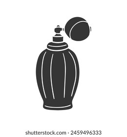 Parfum Icon Silhouette Illustration. Vintage Bottle Vector Graphic Pictogram Symbol Clip Art. Doodle Sketch Black Sign.