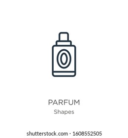 Parfum icon. Thin linear parfum outline icon isolated on white background from shapes collection. Line vector sign, symbol for web and mobile