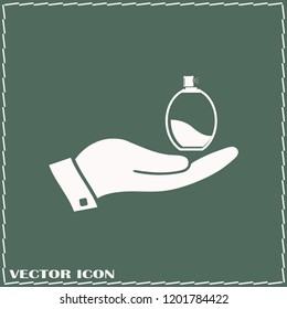 Parfum icon vector isolated on green background, logo concept of Perfume sign on transparent background, filled grey symbol