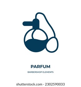 parfum vector icon. parfum, bottle, smell filled icons from flat barbershop elements concept. Isolated black glyph icon, vector illustration symbol element for web design and mobile apps