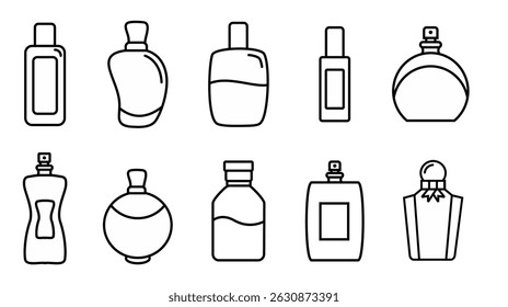 Parfume bottle icon set editable stroke 