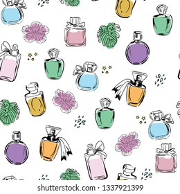 parfume  color fashion seamless pattern .Concept for textile, print, postcard, magazine