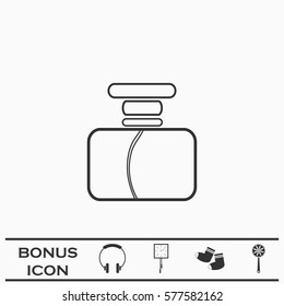 Parfume icon flat. Black pictogram on white background. Vector illustration symbol and bonus button