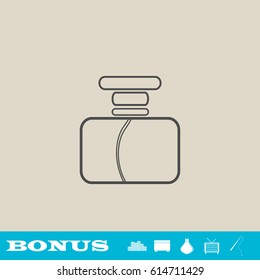Parfume icon flat. Grey pictogram on light background. Vector illustration symbol and bonus button real estate, ottoman, vase, tv, fishing rod