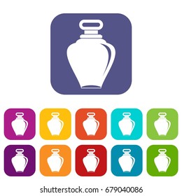 Parfume icons set vector illustration in flat style In colors red, blue, green and other