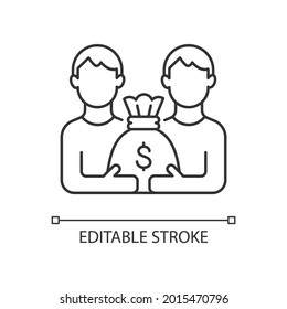 Pari Mutuel Prize Linear Icon. Dividing Prize Between Same Tier Winners. Parimutuel Betting. Thin Line Customizable Illustration. Contour Symbol. Vector Isolated Outline Drawing. Editable Stroke