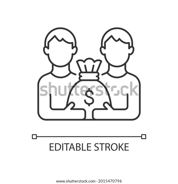 Pari mutuel prize linear icon. Dividing prize
between same tier winners. Parimutuel betting. Thin line
customizable illustration. Contour symbol. Vector isolated outline
drawing. Editable stroke