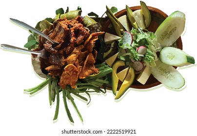 parillada vegetables with meat  Mexican food 