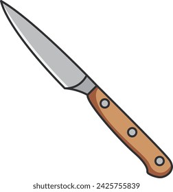 paring isolated on white background. Kitchen knife. Vector illustration.