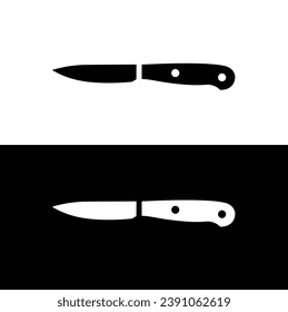 Paring knife flat silhouette vector. Black and white kitchen utensil icons. Kitchen tools symbol for web. Kitchen concept.