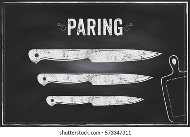 Paring knife. Vector sketch chalk illustration design